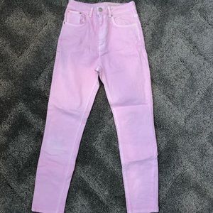 Bubble gum pink high waisted jeans